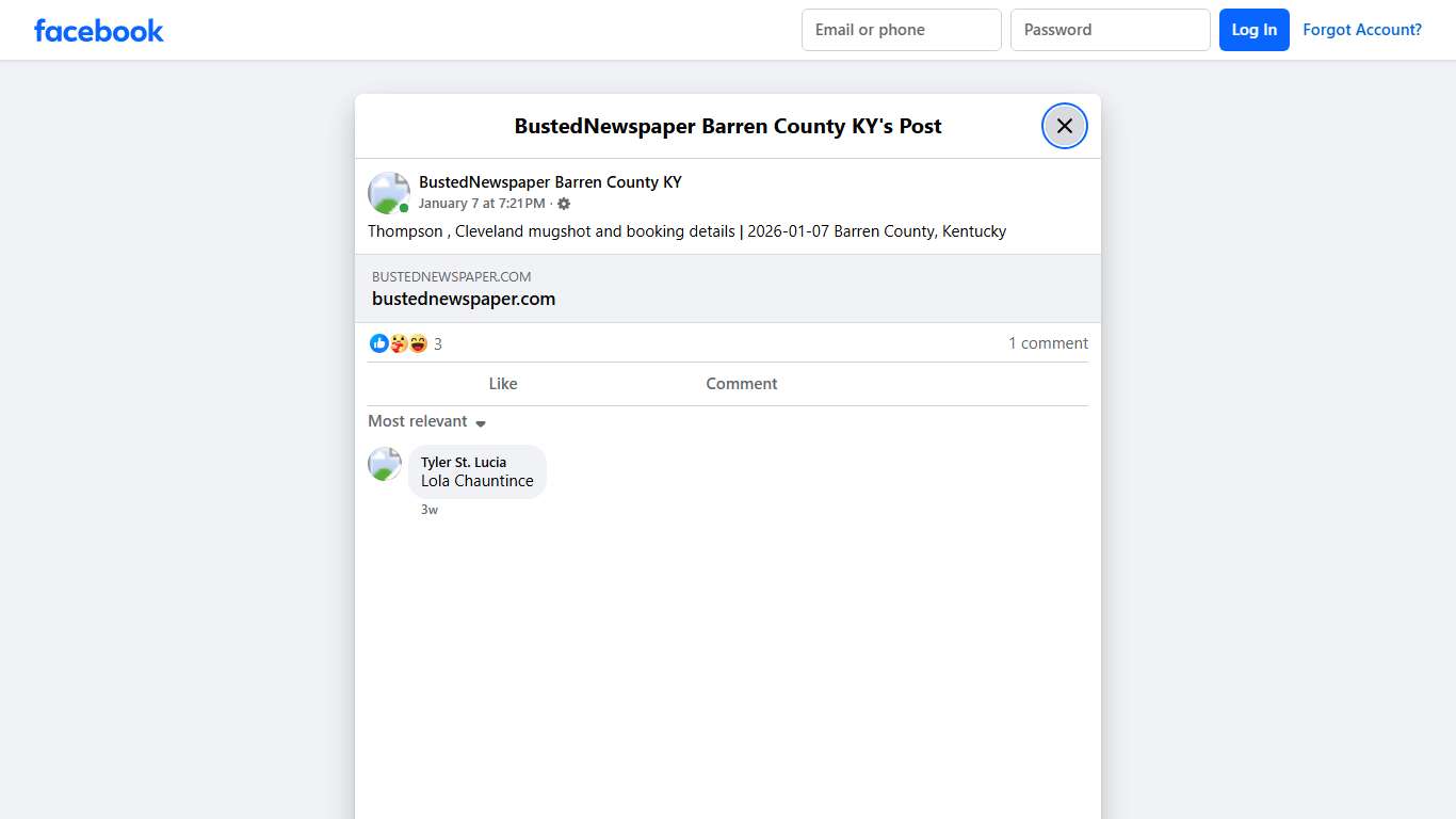 Thompson , Cleveland... - BustedNewspaper Barren County KY Facebook