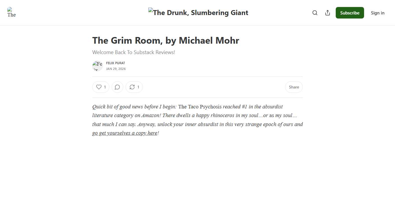 The Grim Room, by Michael Mohr - by Felix Purat