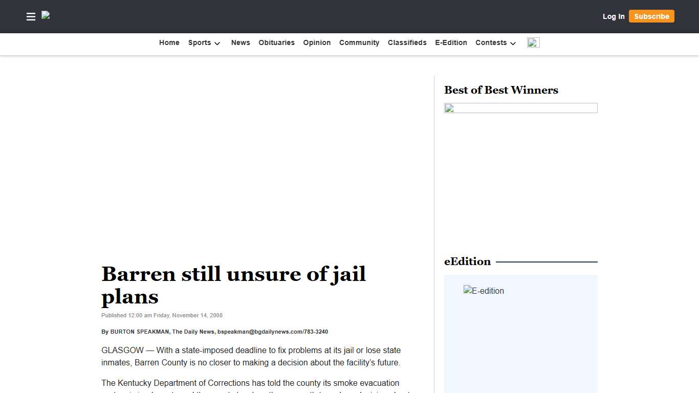 Barren still unsure of jail plans Bowling Green Daily News