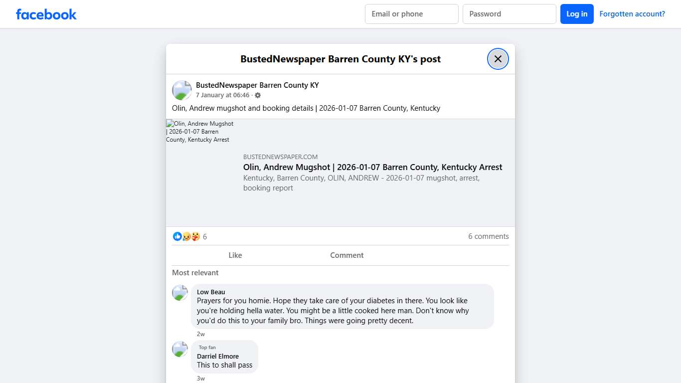 Olin, Andrew mugshot... - BustedNewspaper Barren County KY Facebook